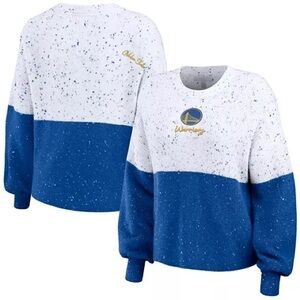 WEAR by Erin Andrews White/Blue Golden State Warriors Color-Block Sweater Sz XL